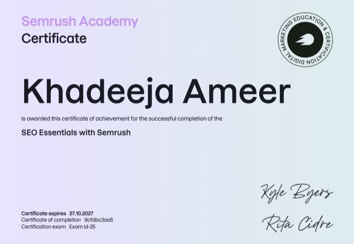 semrush certificate best digital marketing expert in kollam